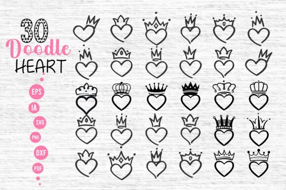 30 Doodle Heart Svg, Sketch Heart Svg