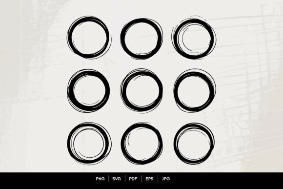 Abstract Brush Circle Frames for Crafts and Graphics
