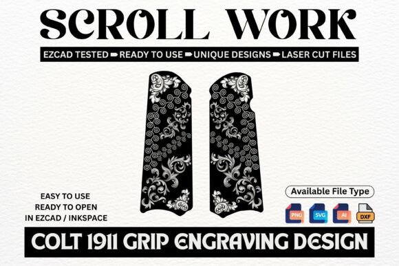 Colt 1911 Grip Scroll: Graphics for Laser Engraving