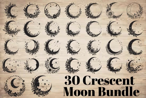 Crescent Moon Bundle: Magical Graphics for Crafts