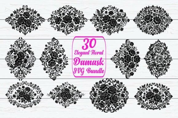 Elegant Floral Damask SVG Bundle: Graphics & Crafts
