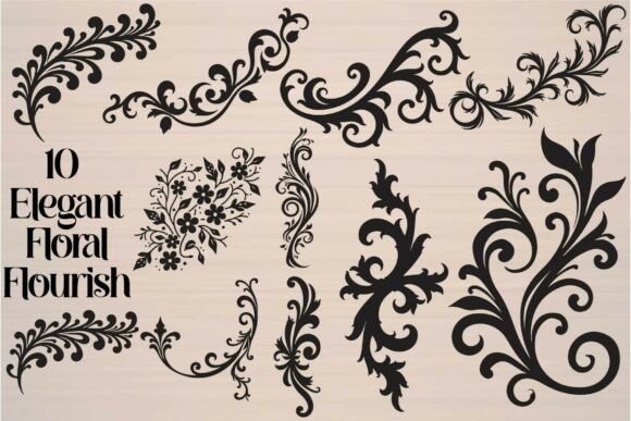 Elegant Floral Flourish Graphics & Crafts