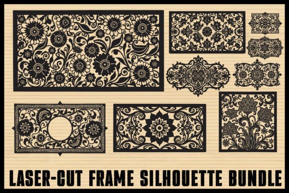 Elegant Laser Cut Floral Frames for Graphics and Crafts