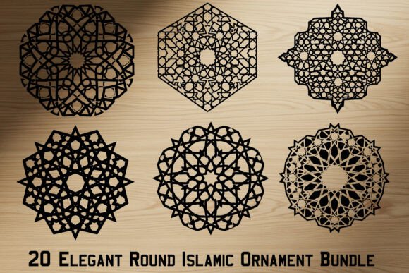 Elegant Round Islamic Ornament Bundle Graphics Crafts