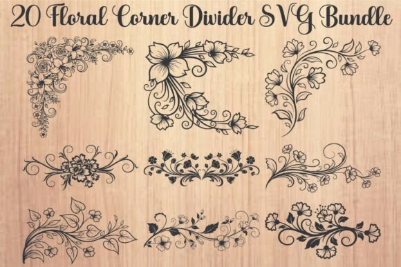 Floral Corner Divider Bundle: Graphics for Crafts