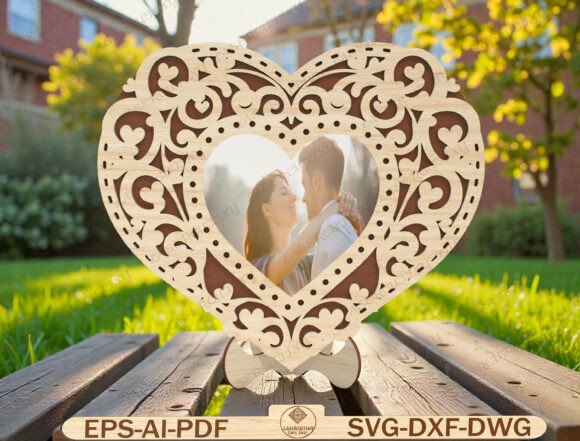 Floral Lace Heart Picture Frame Lasercut