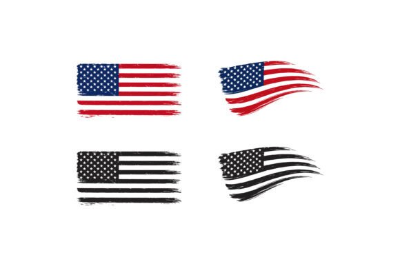 Grunge American Flag Vector Collection: Graphics for Crafts