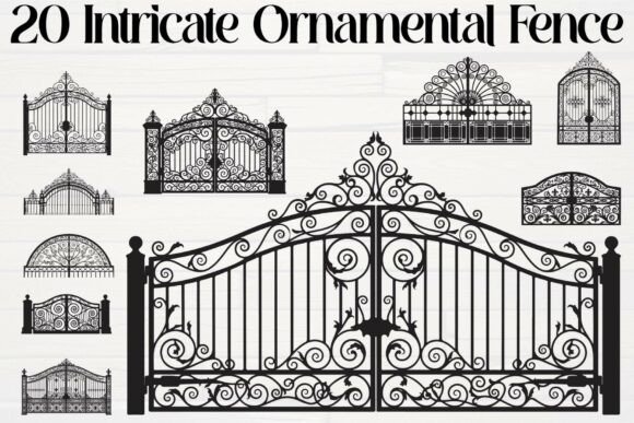Intricate Ornamental Fence: Graphics for Crafts & Creative Projects
