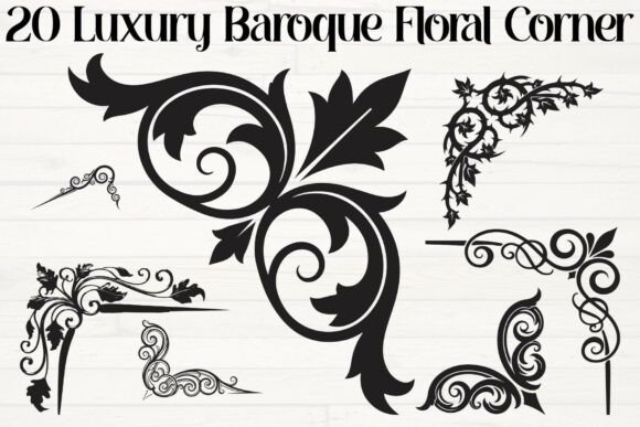 Luxury Baroque Floral Corner: Graphics for Crafts