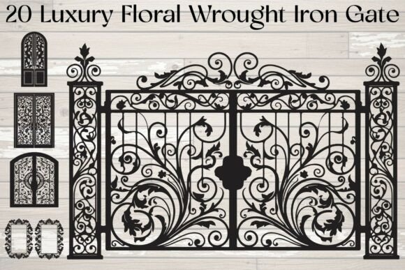 Luxury Floral Wrought Iron Gate Graphics