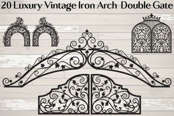Luxury Vintage Iron Arch Double Gate Graphics