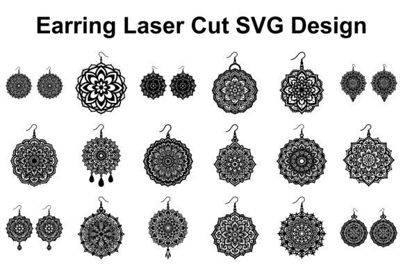 Mandala Earrings SVG Bundle Pack for Graphics and Laser Engraving