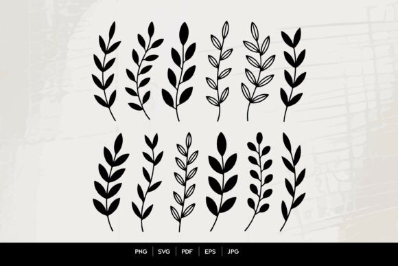 Minimal Leaf Branch SVG Set: Graphics for Crafts