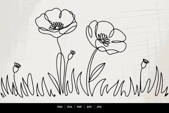 Minimal Poppy Line Art: Graphics for Crafts