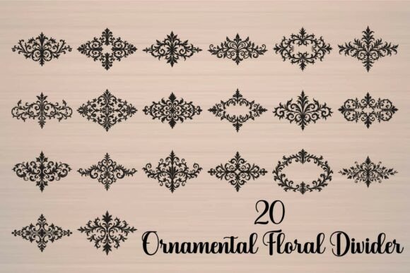 Ornamental Floral Divider Graphics for Crafts