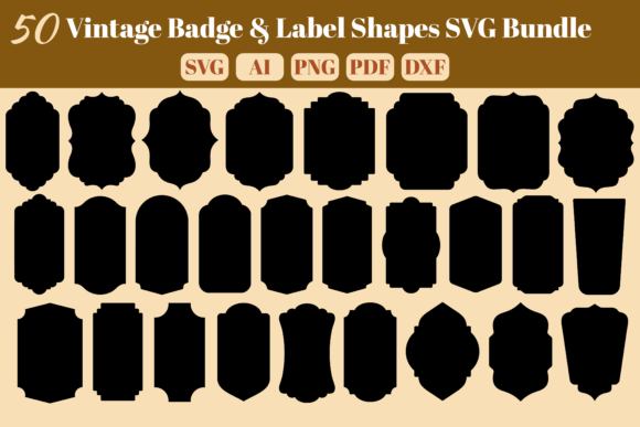 Review: 50 Vintage Badge Label Shapes SVG for Embroidery