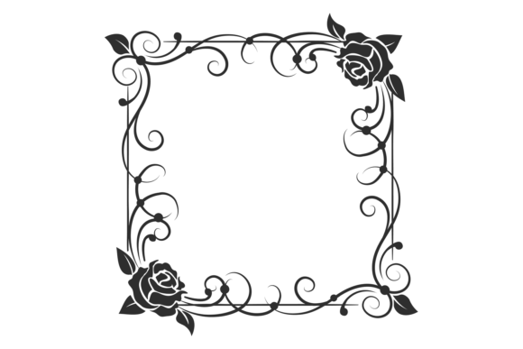 Rose Vines Square Frame: Vintage Graphics & Decorative Elements