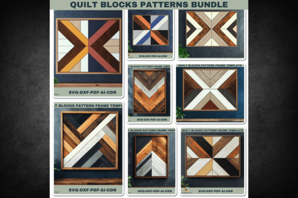 Rustic Barn Quilt Set 758: Graphics for Laser Engraving