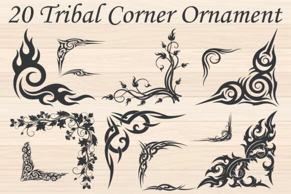 Tribal Corner Ornament Graphics for Crafts