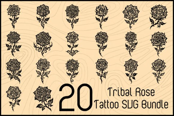 Tribal Rose Tattoo SVG Bundle