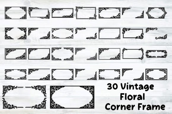 Vintage Floral Corner Graphics for Crafts