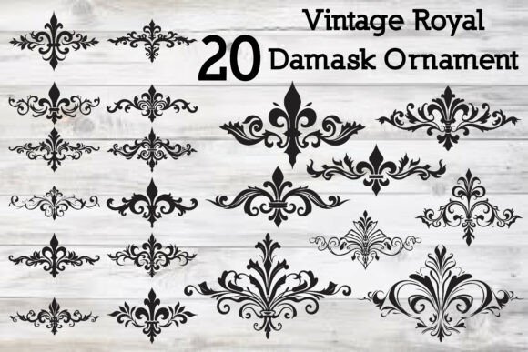 Vintage Royal Damask Ornament: Graphics for Crafts