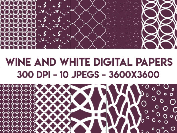 Wine and White Digital Papers: Premium Graphics & Patterns